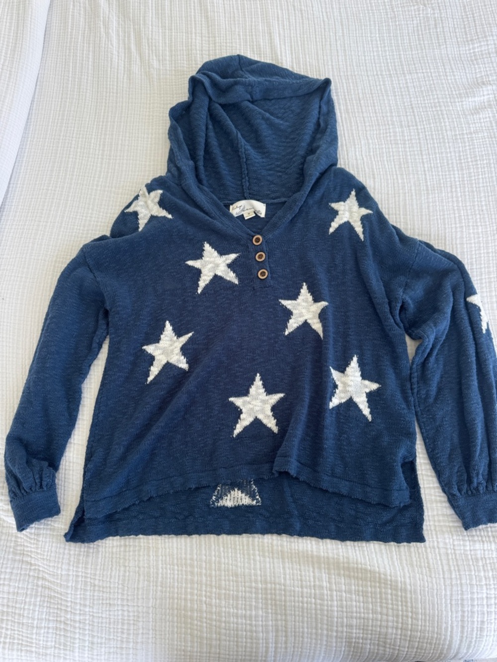 Vici Navy Hooded Crewneck Sweater with White Stars